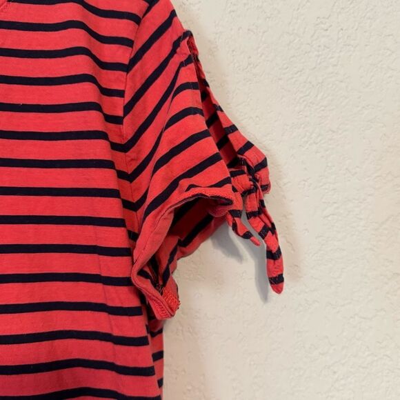 Women's Nautica Red and Navy Striped Short Sleeve Tee - Picture 4 of 9
